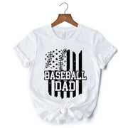 Baseball Dad T-Shirt, Black and White Patriotic Tee for Sports Fathers 