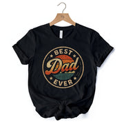 Best Dad Ever Retro Sunset T-Shirt, Black Vintage Fathers Gift Tee 