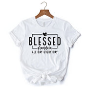 Blessed Grandma T-Shirt, All Day Every Day White and Black Tee for Faithful Grandmothers 