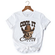 Cool It Cowboy T-Shirt With Western Dog, Retro Golden Retriever White and Natural Tee for Country Lover 