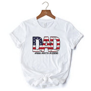 Dad Man Myth Legend T-Shirt, White Patriotic Fathers Tee 