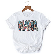 Daisy Floral Mama T-Shirt, Colorful Retro White Tee for Stylish and Cheerful Women