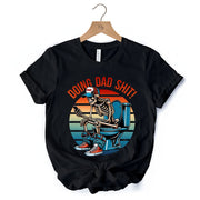 Doing Dad Stuff Skeleton T-Shirt, White and Black Funny Retro Tee for Bold Fathers 