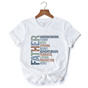 Father Definition T-Shirt, White and Natural Inspirational Tee for Hero Dad 