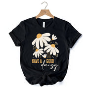 Have a Good Daisy T-Shirt, Black Floral Tee with Positive Retro Vibes 