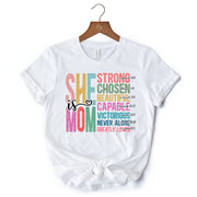 Inspirational Christian Mom T-Shirt, Affirmation White Tee for Strong and Motivated Mothers 