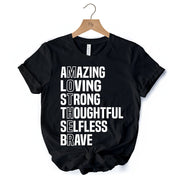 Inspirational Mom T-Shirt, Definition Black Tee for Brave and Thoughtful Mothers