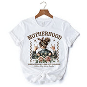 Motherhood Mama Rock T-Shirt, Retro White and Natural Tee for Strong and Rocking Mothers 