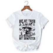 Not My Trash Not My Dumpster Cute Raccoon T-Shirt, White and Natural Vintage Coquette Bow Women Tee 