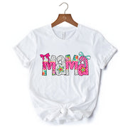 Preppy Pink Mama Coquette T-Shirt, Retro White and Black Tee for Trendy and Stylish Moms 