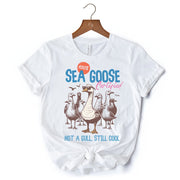 Cool Summer Sea Goose Certified T-Shirt, Funny Retro White and Natural Tee for Beach Lovers 