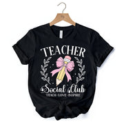 Teacher Social Club T-Shirt, White, Natural, and Black Tee for Stylish Educators 