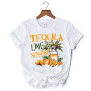 Tequila Lime & Sunshine T-Shirt, Trendy White and Natural Summer Drinking Tee 
