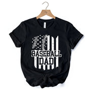 Baseball Dad T-Shirt, Black and White Patriotic Tee for Sports Fathers 