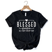 Blessed Grandma T-Shirt, All Day Every Day White and Black Tee for Faithful Grandmothers 