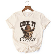 Cool It Cowboy T-Shirt With Western Dog, Retro Golden Retriever White and Natural Tee for Country Lover 