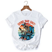 Doing Dad Stuff Skeleton T-Shirt, White and Black Funny Retro Tee for Bold Fathers 