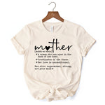 Funny Mom Definition T-Shirt, White, Natural and Black Tee for Strong and Real Mothers
