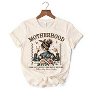 Motherhood Mama Rock T-Shirt, Retro White and Natural Tee for Strong and Rocking Mothers 