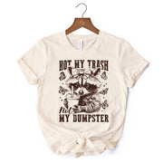 Not My Trash Not My Dumpster Cute Raccoon T-Shirt, White and Natural Vintage Coquette Bow Women Tee 