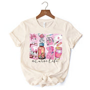 Nurse Life T-Shirt, White and Natural Medical Essentials Tee for Coquette Nurses 