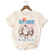 Cool Summer Sea Goose Certified T-Shirt, Funny Retro White and Natural Tee for Beach Lovers 