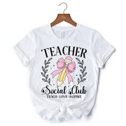 Teacher Social Club T-Shirt, White, Natural, and Black Tee for Stylish Educators 