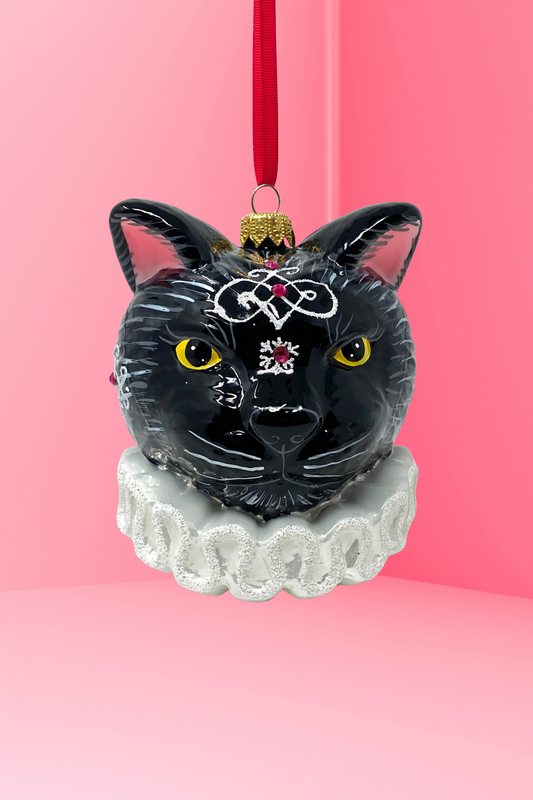 Lunar Cat Polish Glass Ornament 