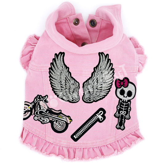 Biker Babe Denim Dog Jacket for dogs