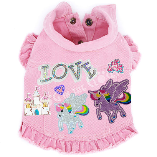 Fairytale Unicorns Denim Dog Jacket for dogs
