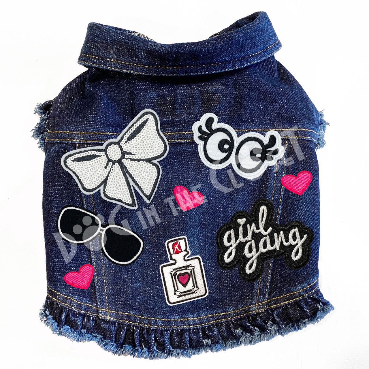 Girl Gang Cutie Denim Dog Jacket for dogs