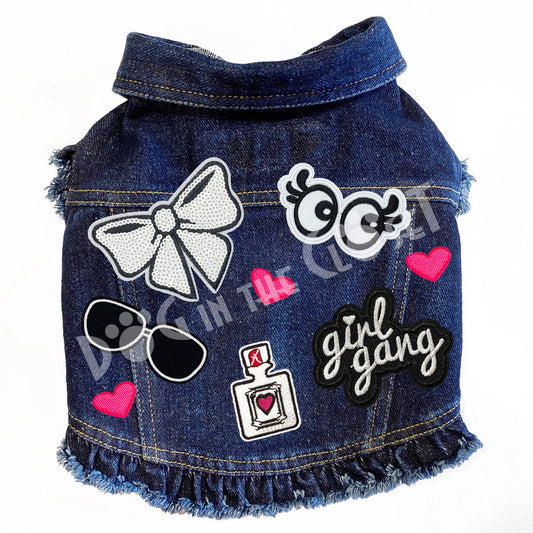 Girl Gang Cutie Denim Dog Jacket for dogs