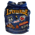 Load image into Gallery viewer, Live to Ride Big Biker Denim Dog Jacket for dogs
