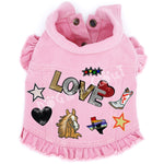 Love Texas Denim Dog Jacket Pink Denim with Ruffles