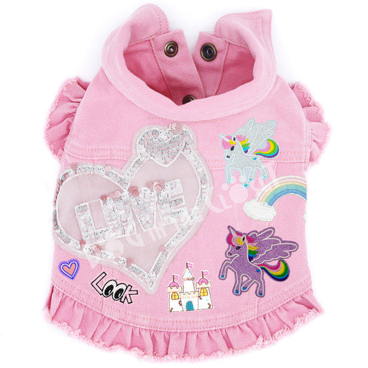 Love Unicorns & Rainbows Denim Dog Jacket for dogs