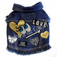 Load image into Gallery viewer, Love Big Eyes Denim Dog Jacket for dogs
