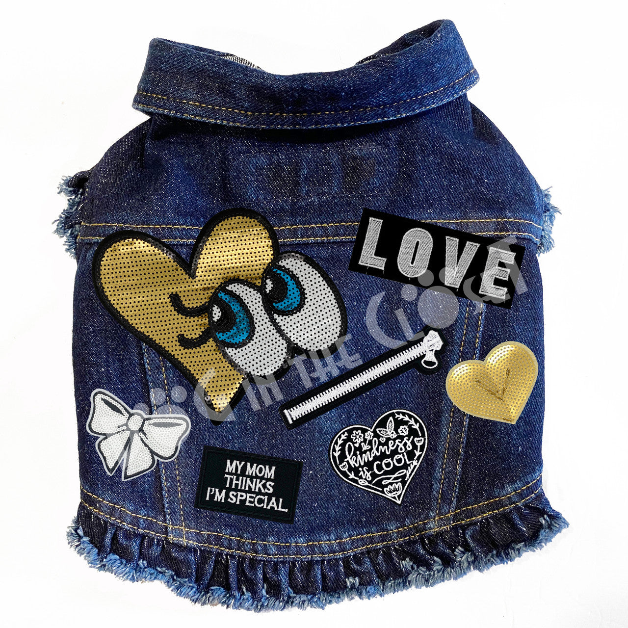 Love Big Eyes Denim Dog Jacket for dogs