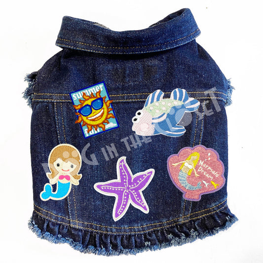 Mermaid Dreams Denim Dog Jacket for dogs