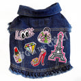 Load image into Gallery viewer, Paris Cutie Denim Dog Jacket for dogs
