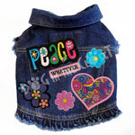 Peace & Flowers Denim Dog Jacket Pink Denim with Ruffles