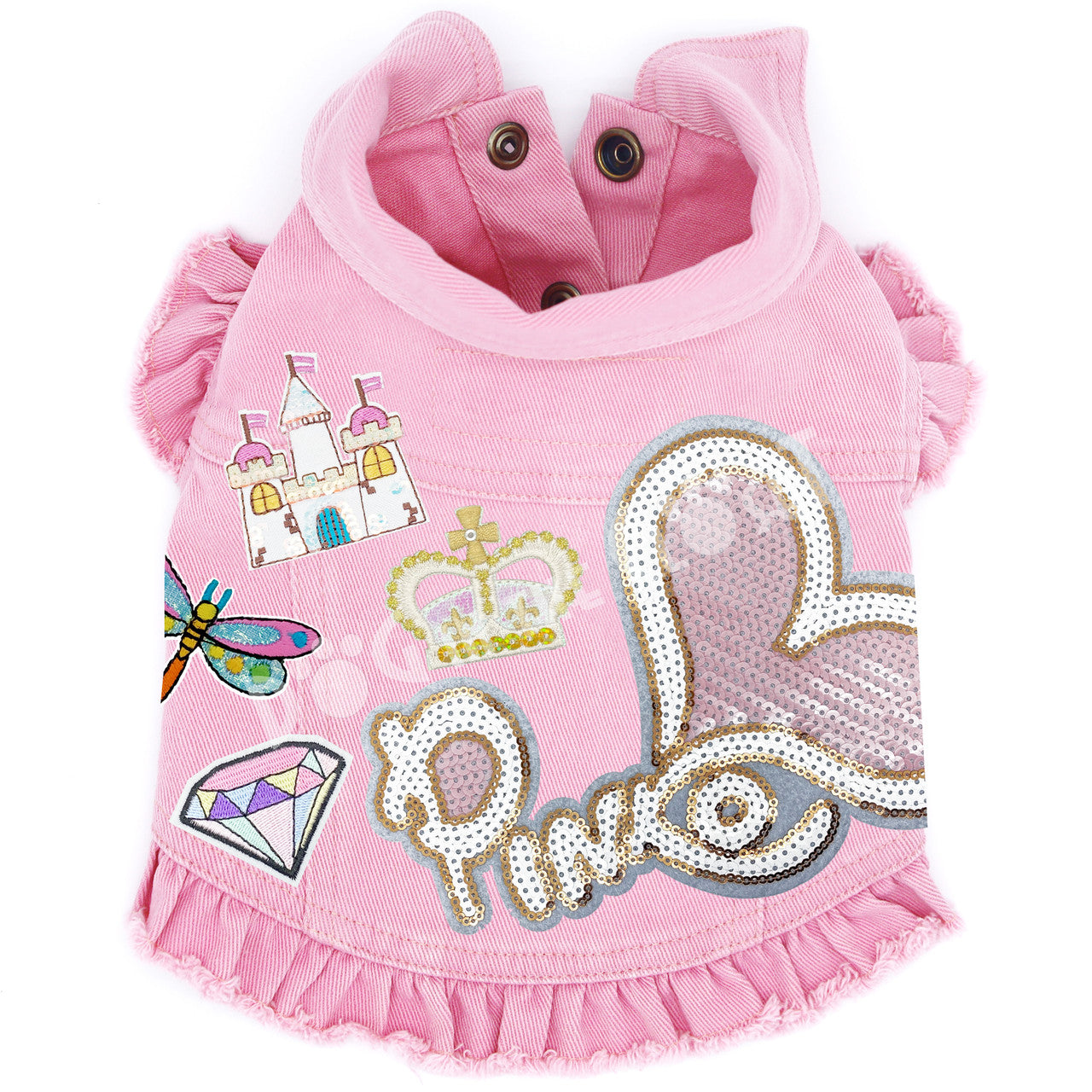 Pink Princess Denim Dog Jacket alternate view