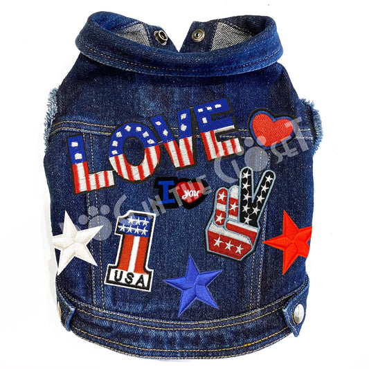 RWB Love Denim Dog Jacket for dogs