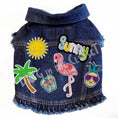 Load image into Gallery viewer, Sunny Flamingo Denim Dog Jacket for dogs
