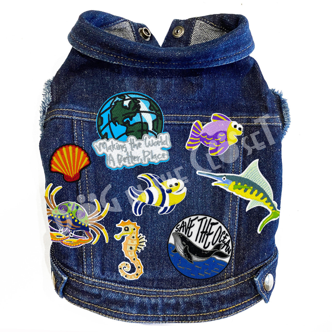 Save the Ocean Denim Dog Jacket for dogs