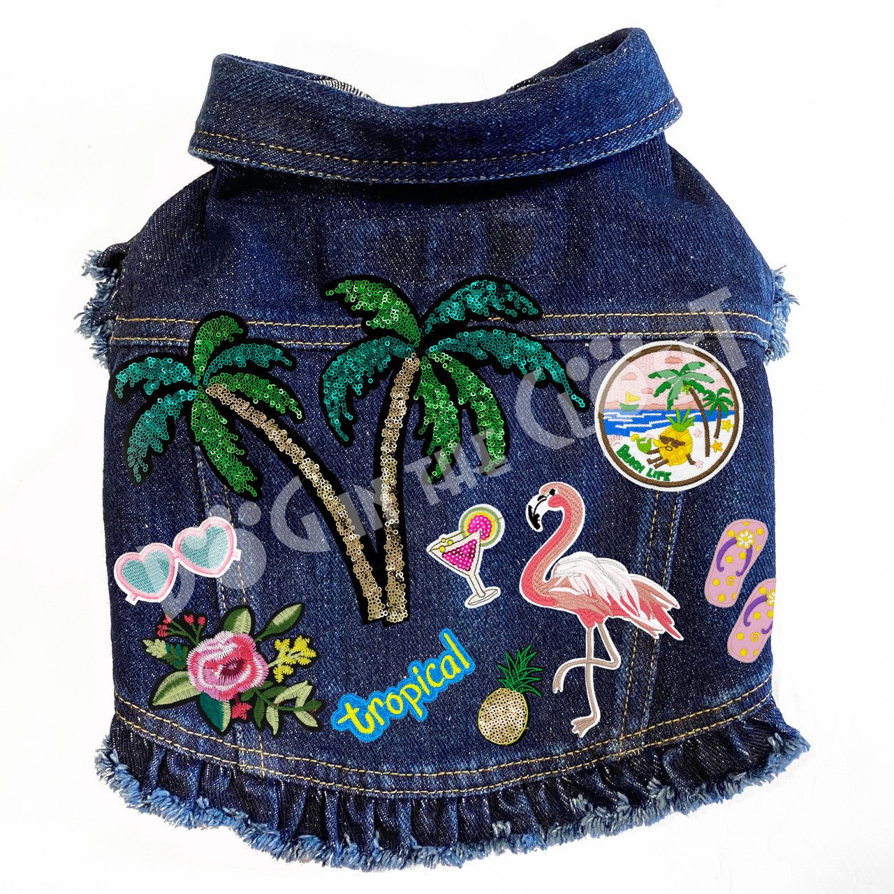 Tropical Paradise Denim Dog Jacket for dogs