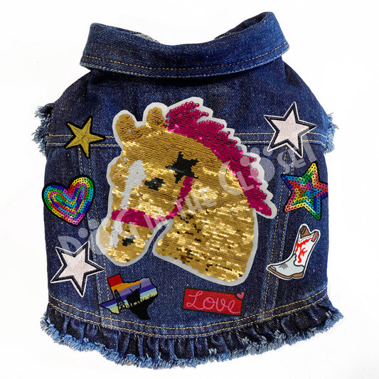 Western Sparkle Denim Dog Jacket for dogs