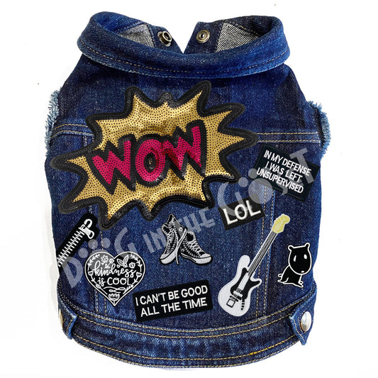 Wow I'm Cool Denim Dog Jacket for dogs