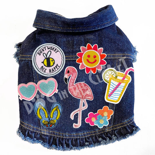 Bee Happy Denim Dog Jacket for dogs