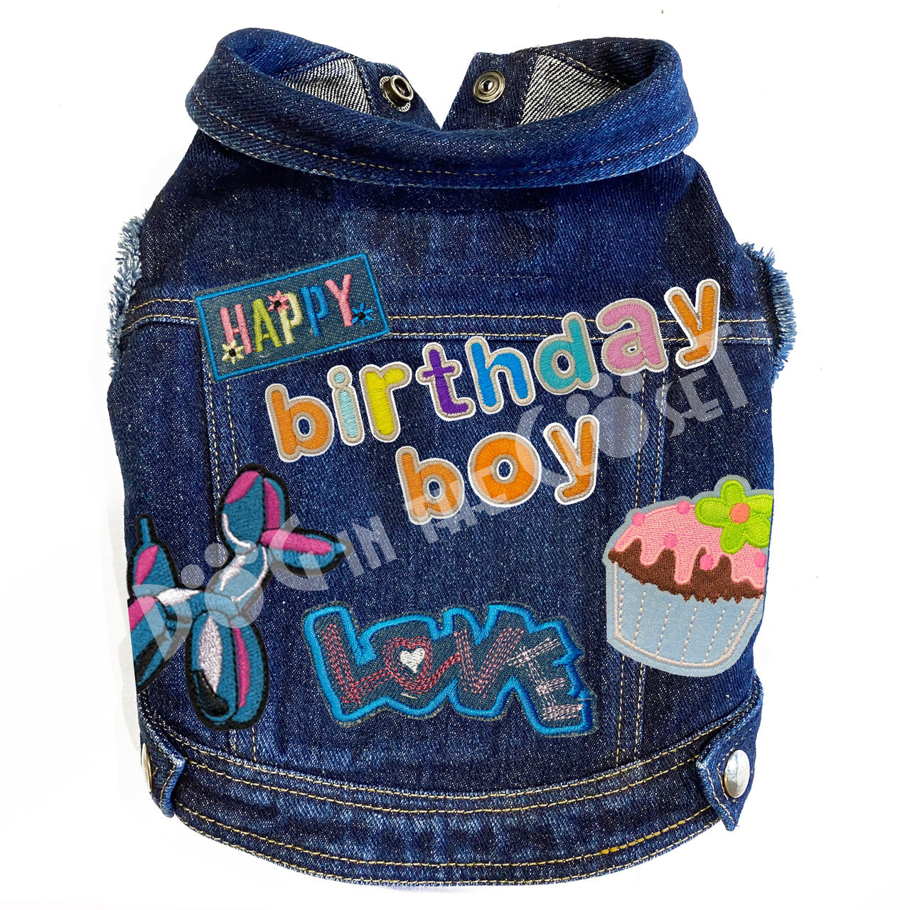 Birthday Boy Denim Dog Jacket for dogs