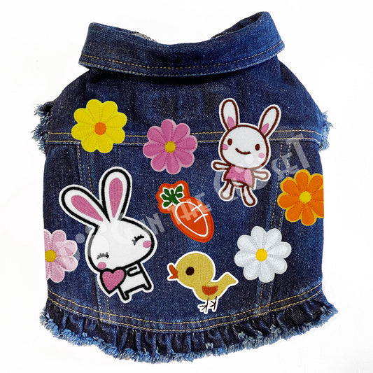 Easter Bunny Denim Dog Jacket for dogs